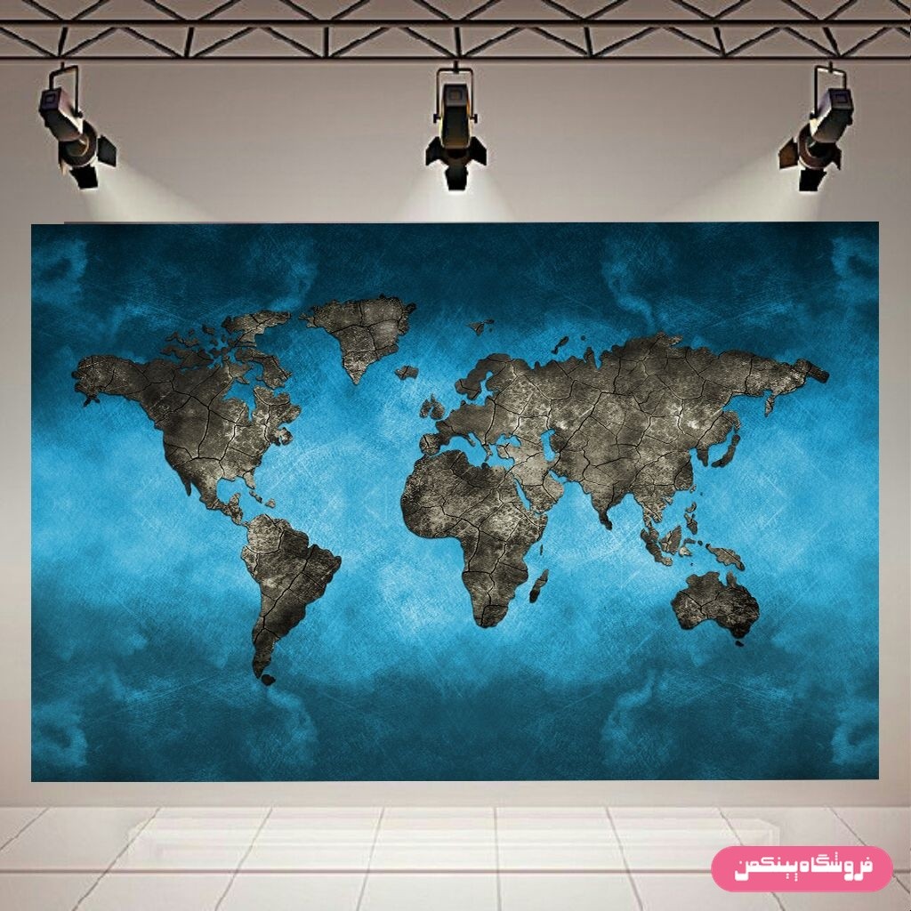 پوستر پینکمن طرح نقشه جهان طرح Blue Background کد Jm1710