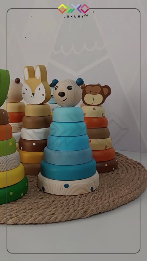 اسباب بازی چوبی ماوراء لاکچری طرح برج هوش حیوانات روباه MKids56