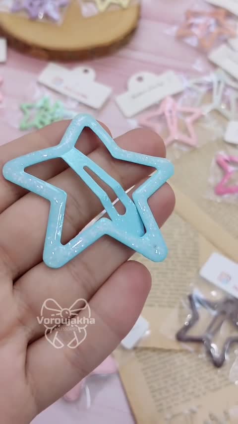 گیره تق تقی ستاره بزرگ شاین دار پاستیلی براق