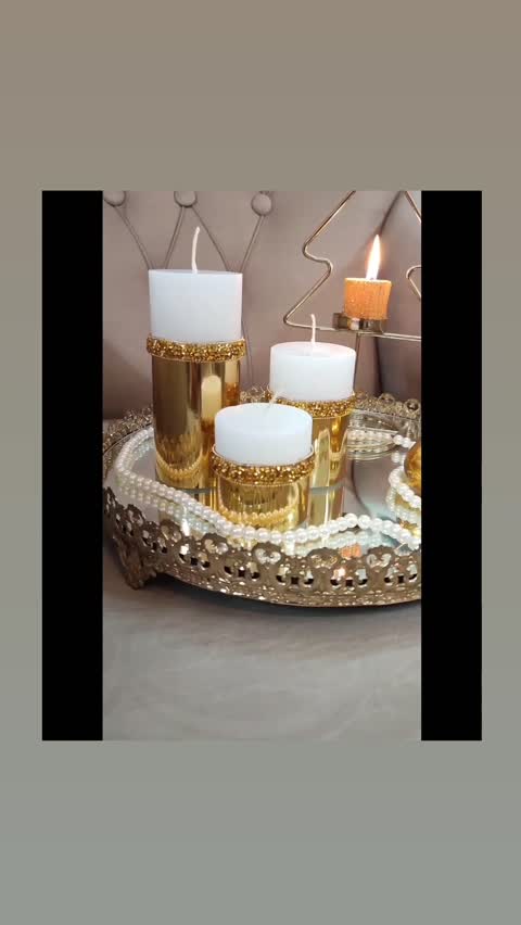 شمع استوانه ای  نگین سنگی سه عددی