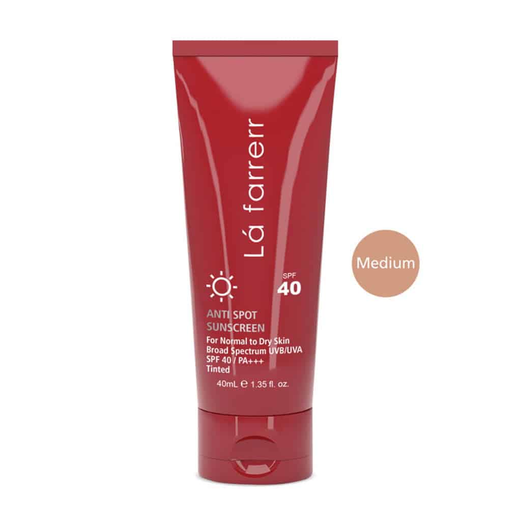 کرم ضد آفتاب و ضد لک SPF40 رنگی لافارر مناسب پوست خشک و معمولی