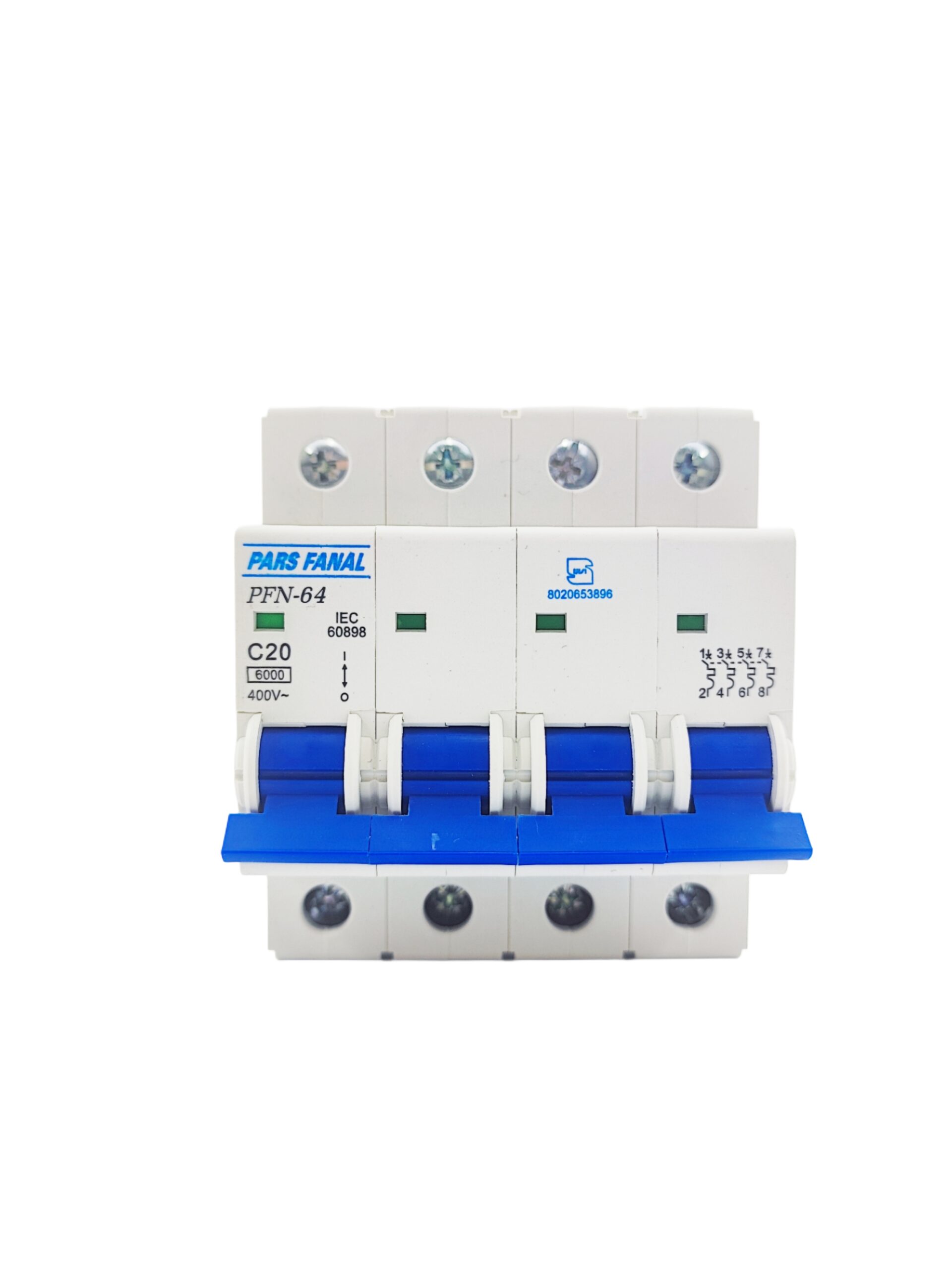 کلید مینیاتوری چهار پل 20 آمپر پارس فانال مدل PFN-4P