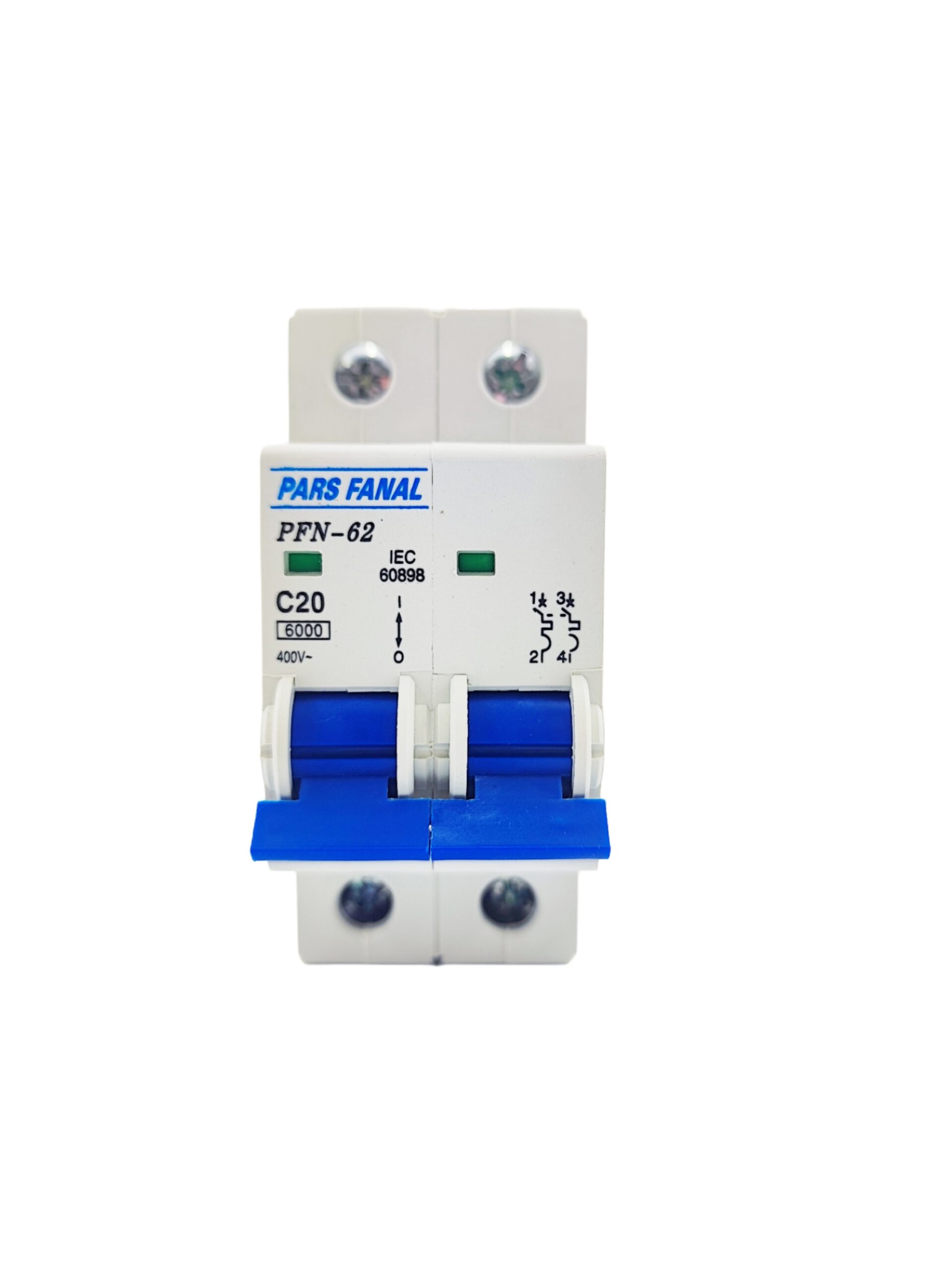 کلید مینیاتوری دو پل 20 آمپر پارس فانال مدل PFN-2P