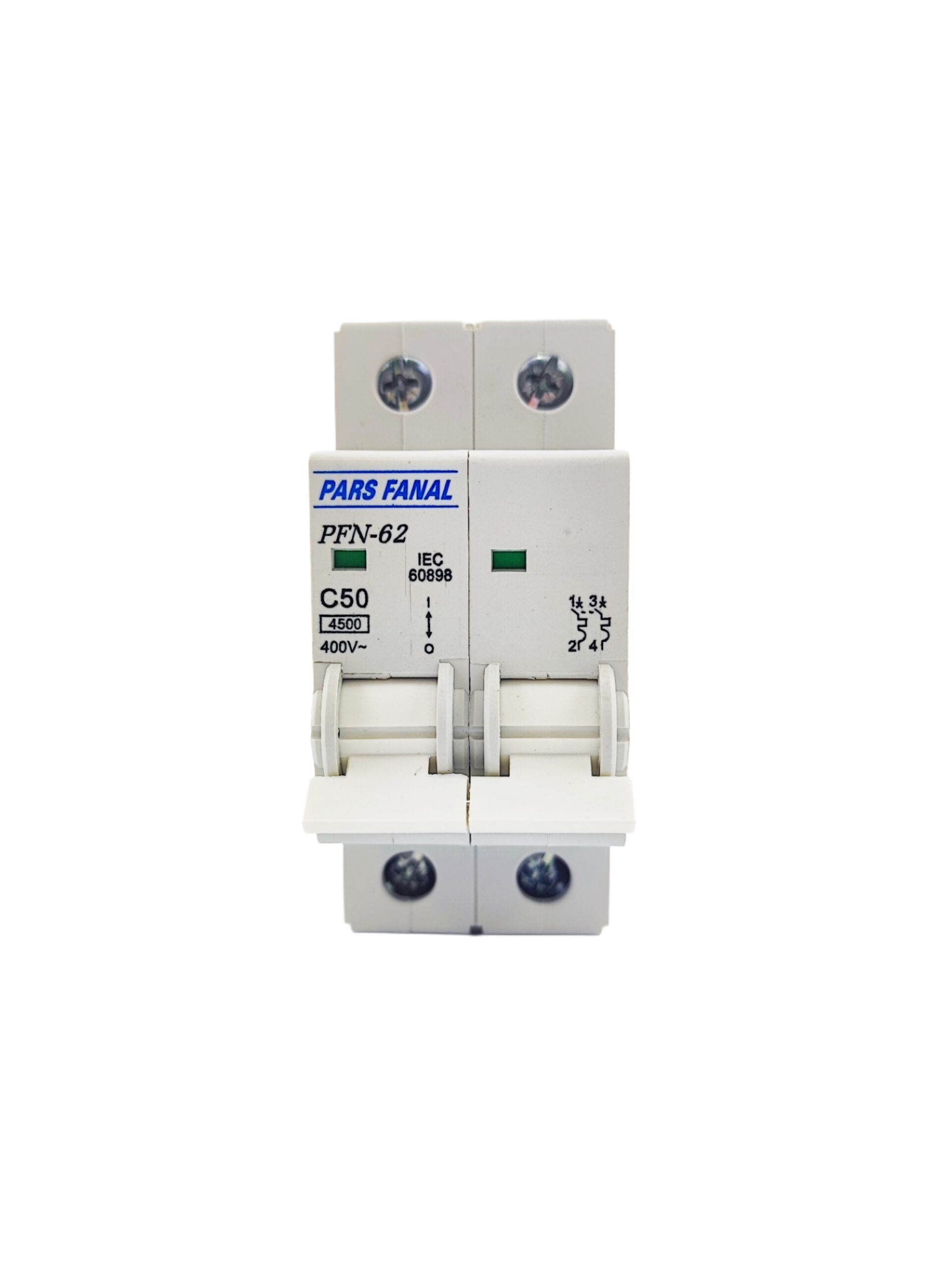 کلید مینیاتوری دو پل 50 آمپر پارس فانال مدل PFN-2P
