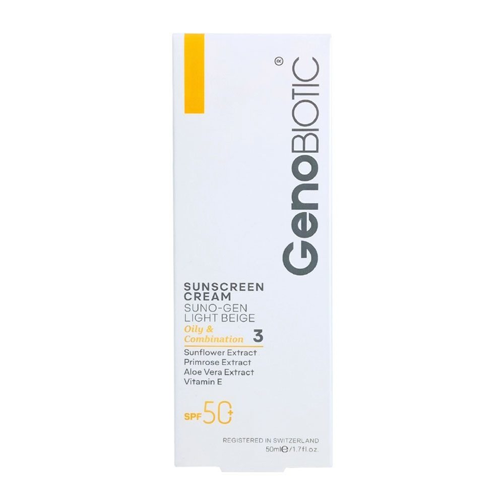 ضد آفتاب پوست چرب و مختلط ژنوبایوتیک بژ روشن spf 50
