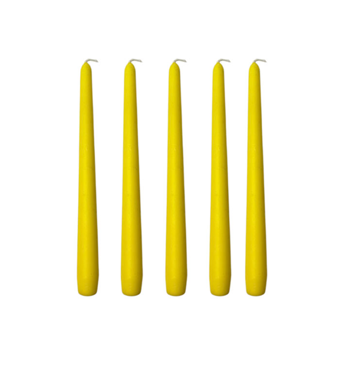 شمع قلمی  زرد 25 سانتی (بسته 5 عددی) – برند Gies ساخت آلمان