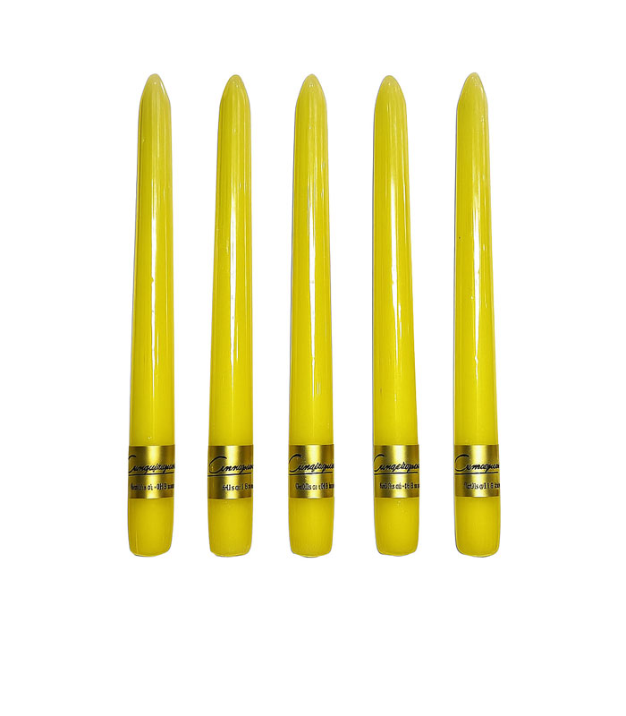 بسته 5 عددی شمع قلمی 20 سانتی متر - رنگ زرد - برند Cameyama مالزی