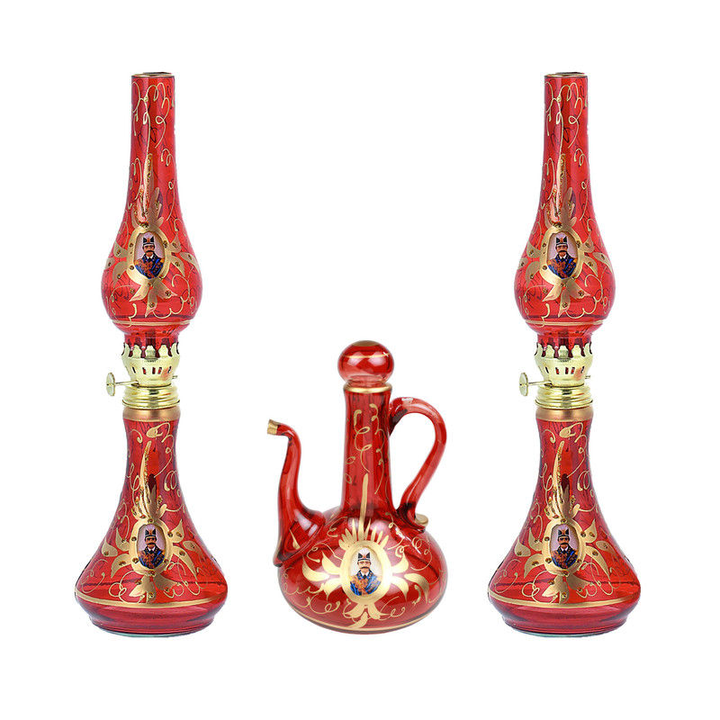 چراغ گرد سوز مدل شاه عباسی کد 5000 به همراه گلاب پاش مجموعه 3 عددی