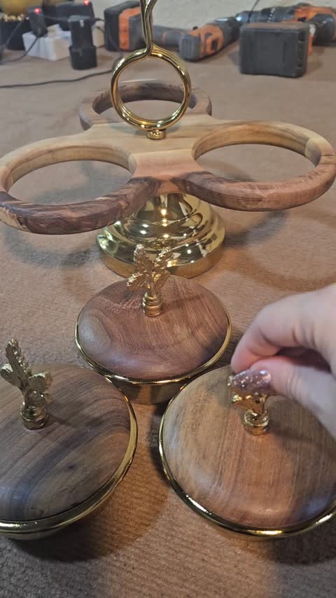اردورخوری سه خونه پایه دار لیلیوم چوبی 