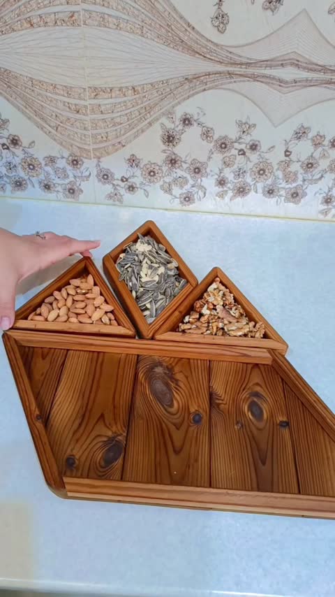 سینی سه تیکه پذیرایی چوبی