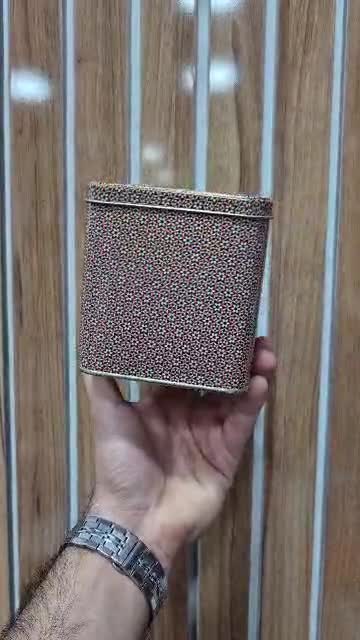 قوطی فلزی مستطیل  سانت طلق دار طرح خاتم ارتفاع 7سانت