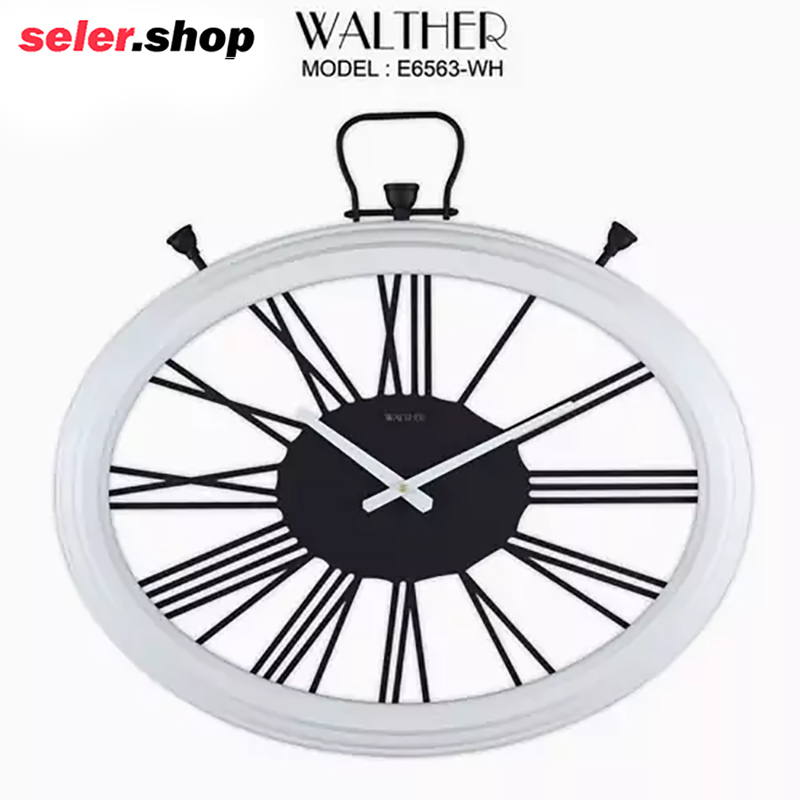 فروش ویژه ساعت دیواری قطر 65ترکیب چوب و فلز  E6563 WH