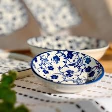 ظرف سرامیکی ترشی خوری دنی هوم طرح گل آبی وارداتی