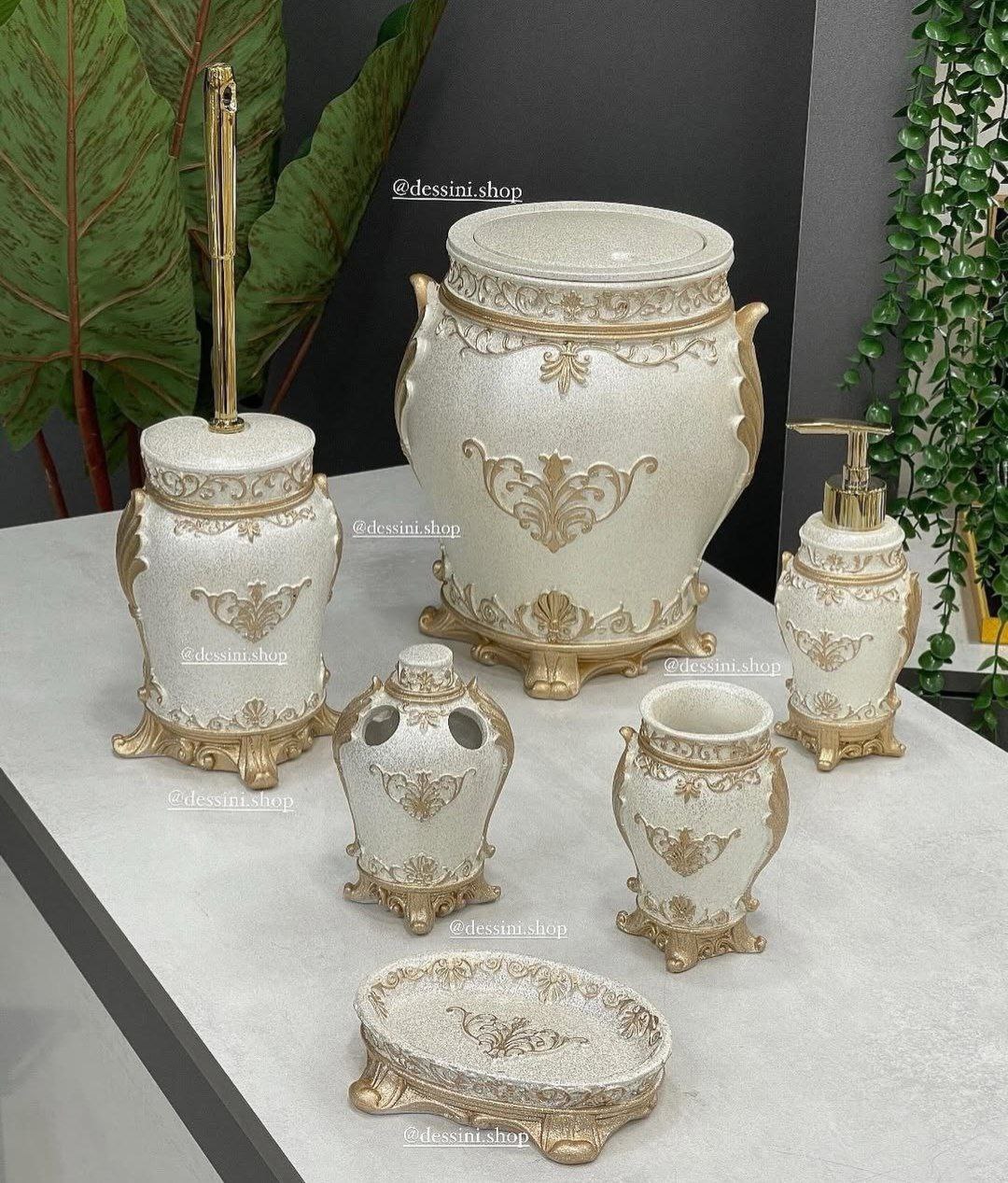 ست بهداشتی رزین مدل صنوبر سفید اکلیلی درب بادبزنی