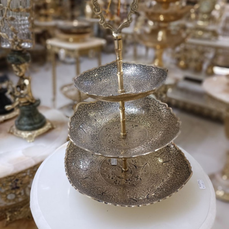 آجیل خوری سه طبقه مربعی دو طوطی لب هلال