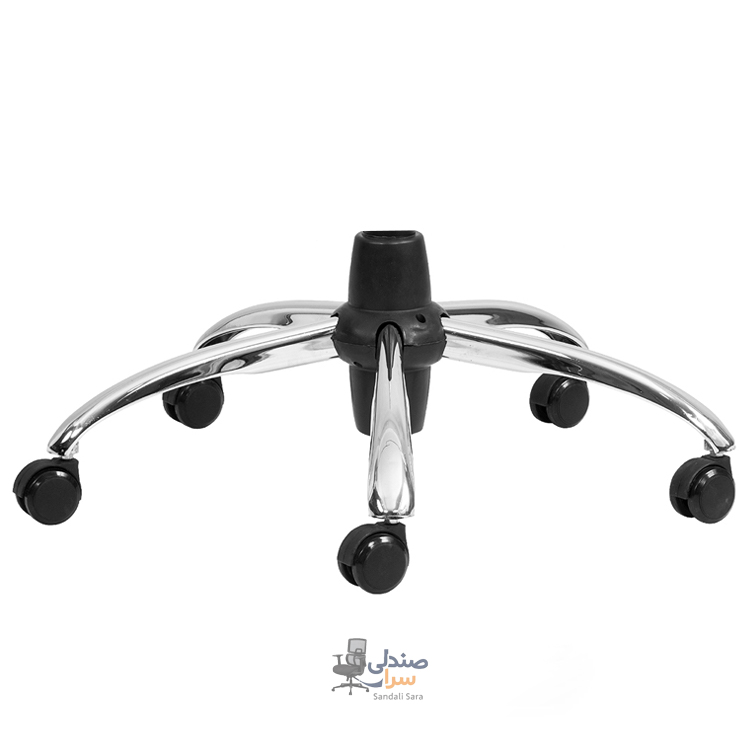 پایه پنج پر لوله‌ ای بیضی کروم با چرخ – مدل P410