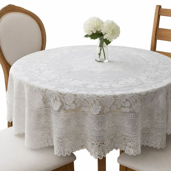 رومیزی مدل گرد گل حاشیه ای سایز 180×180 سانتیمتر سری plus درجه کیفی A