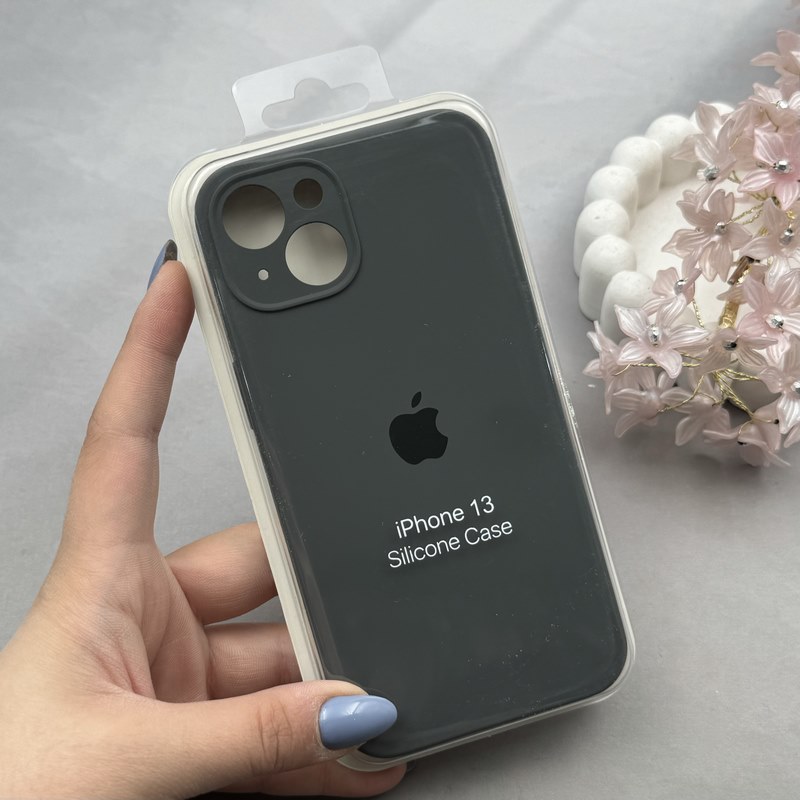 قاب گوشی iPhone 13 آیفون سیلیکونی اورجینال پاک کنی درجه یک زیربسته محافظ لنزدار خاکستری کد 120759