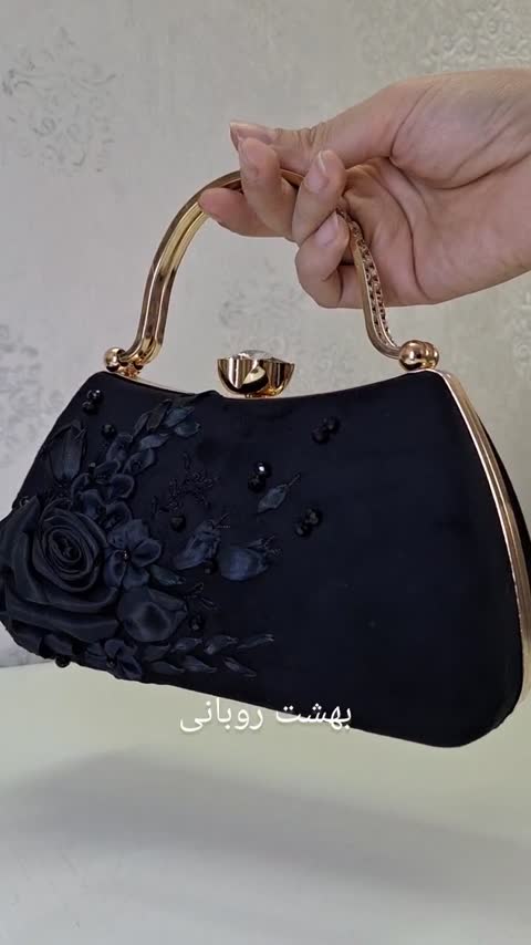 کیف کلاچ نگینی روباندوزی شده روبان ترک