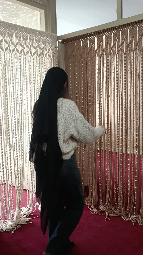 پرده مکرومه مهره دار با گره فندقی(پس کرایه)