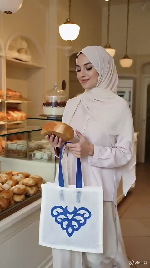 ساک دستی سفید ابی شابلون دار 