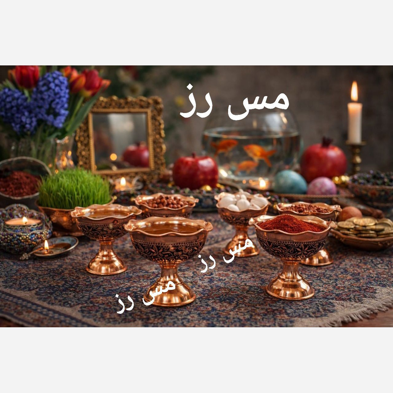 جا هفت سین تمام مسی شش تایی گلبرگ زنجان نانو شده کار جدید ارسال رایگان