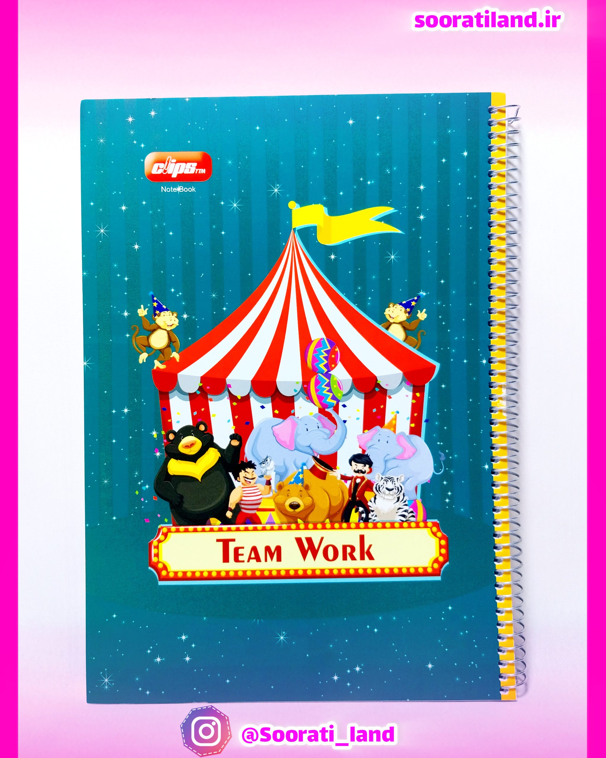 دفتر سیمی 100 برگ کلیپس (Clips) طرح فانتزی سیرک