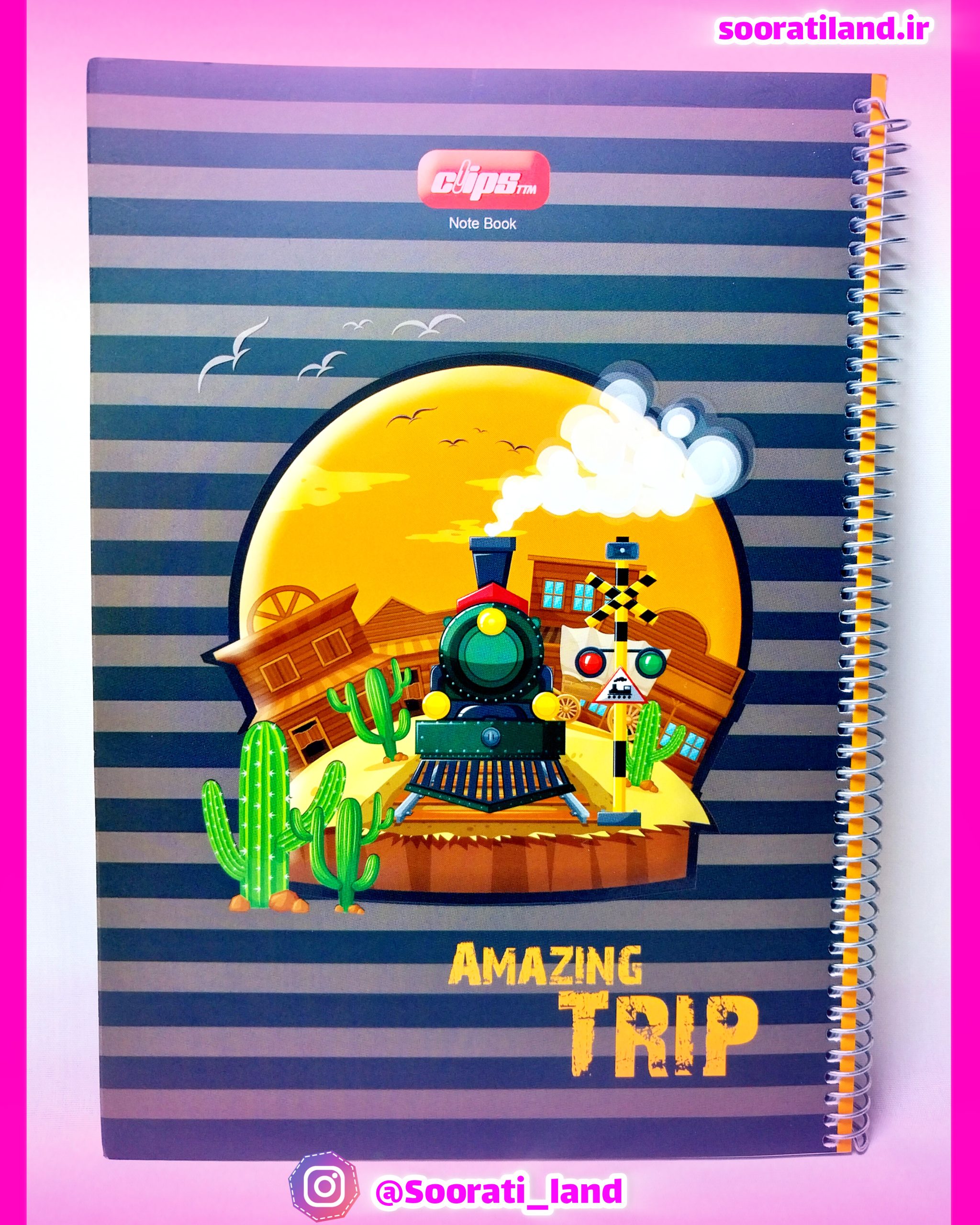 دفتر سیمی 100 برگ کلیپس (Clips) طرح قطار