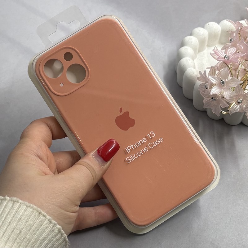 قاب گوشی iPhone 13 آیفون سیلیکونی اورجینال پاک کنی درجه یک زیربسته محافظ لنزدار نارنجی کد 130090