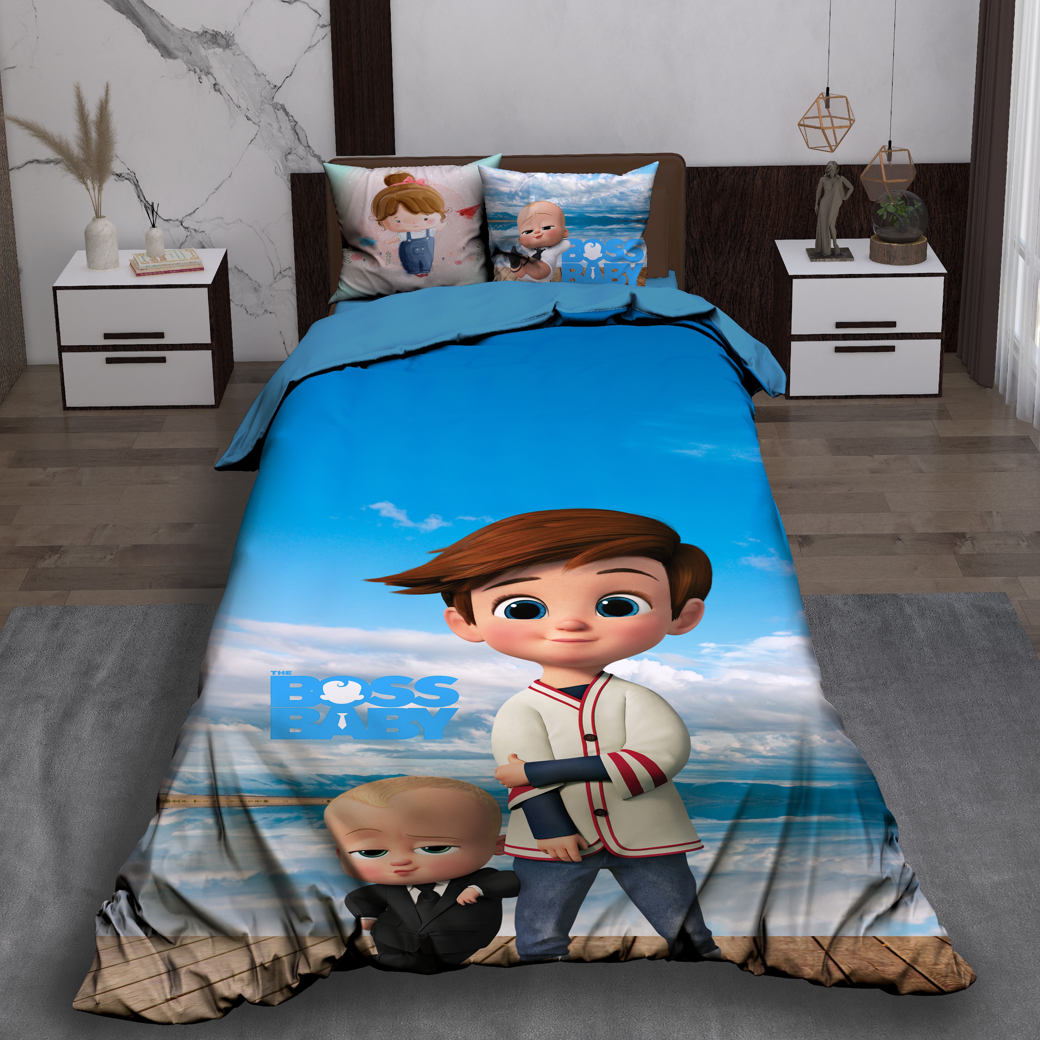 ست رو تختی تک نفره سه بعدی بابی باس