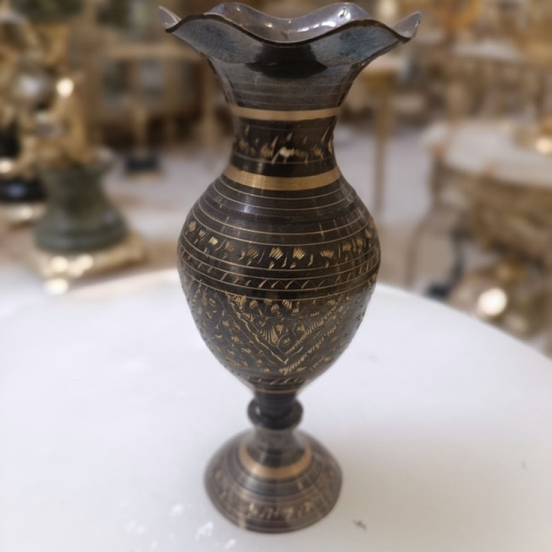 گلدان کشمیر سیاه قلم برنجی پاکستانی