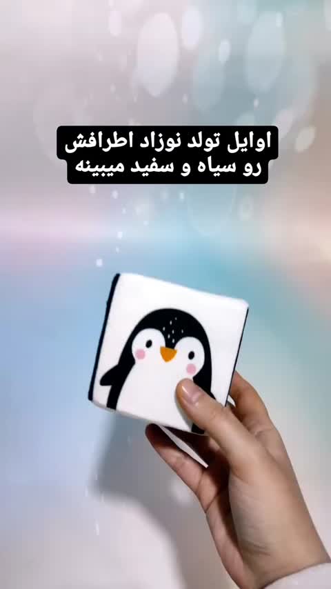 کتاب پارچه ای سیاه و سفید نوزاد سوت دار مناسب بدو تولد تا یکسالگی برای تقویت هوش و حواس نوزاد