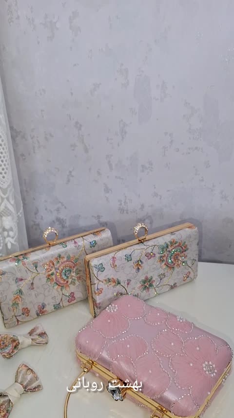 کیف مجلسی کلاچ با پارچه ژاکارد دستساز خودم 