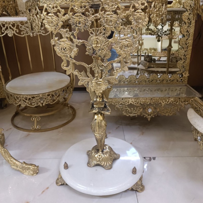 میز فرشته پایه سنگی برنجی