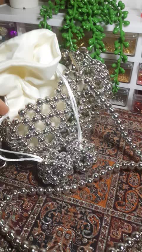 کیف قلبی حجیم مرواریدی باکیسه آستری ، کیف مرواریدی ، مینی بگ مرواریدی ، کیف قلبی