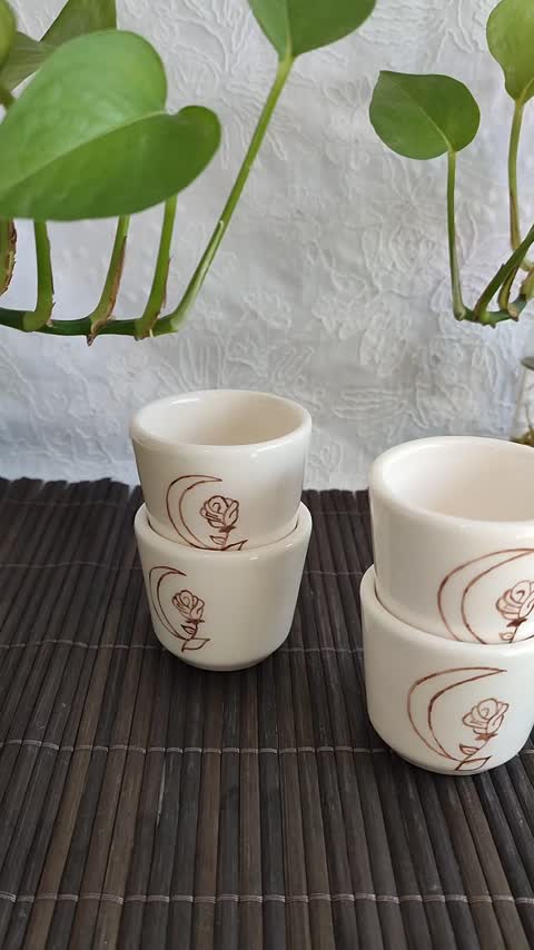 شات سرامیکی قهوه ماه گل رز