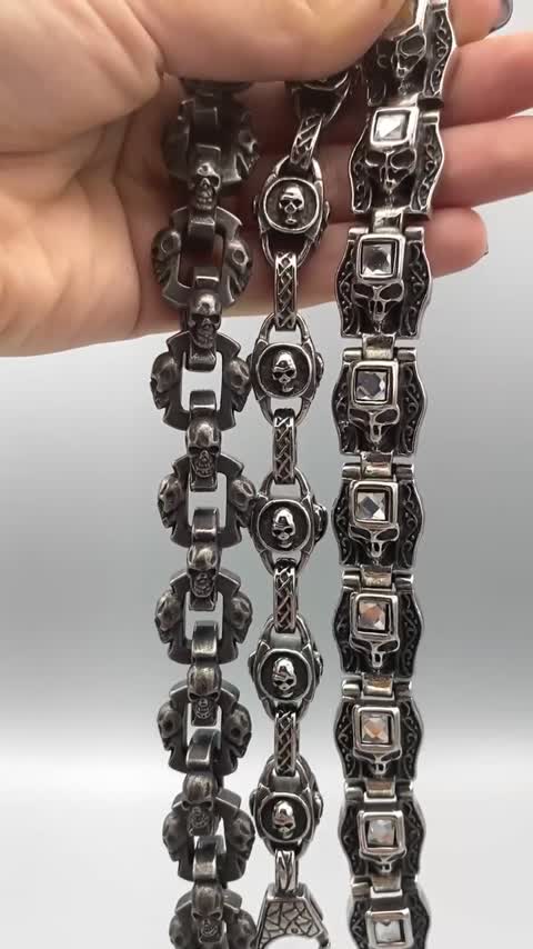 دستبند اسکلتی استیل مدل 21Skulls کد Njd-744d4