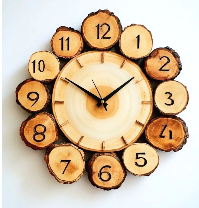 رناشیان ساعت دیواری دستساز از برش چوب طبیعی دست سازه