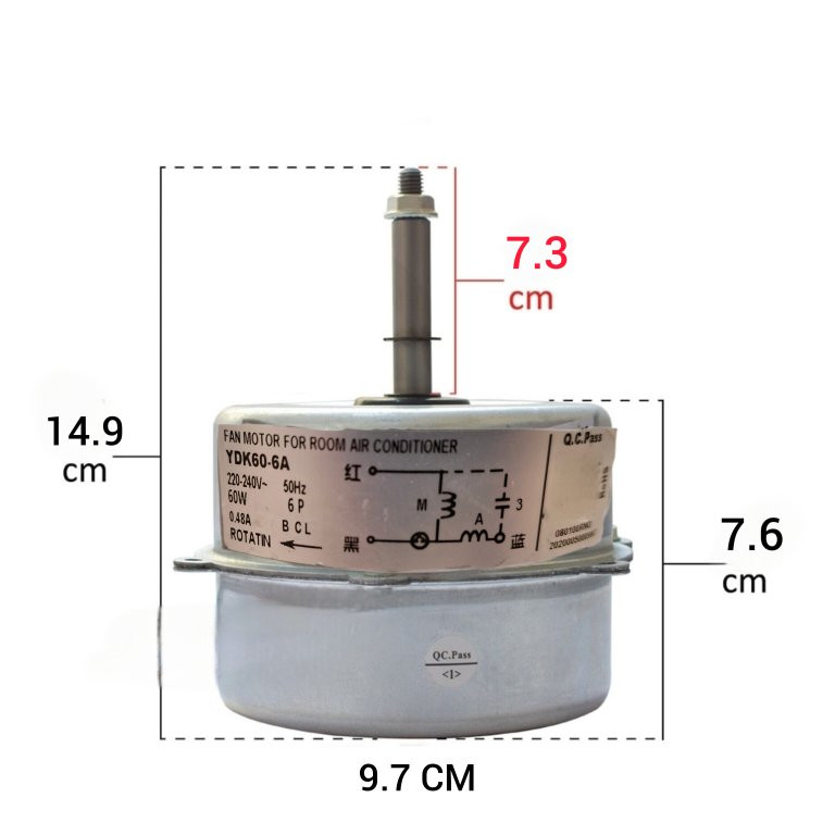 موتور فن کولرگازی مدل YDK60-6A مناسب برای انواع کولرگازی