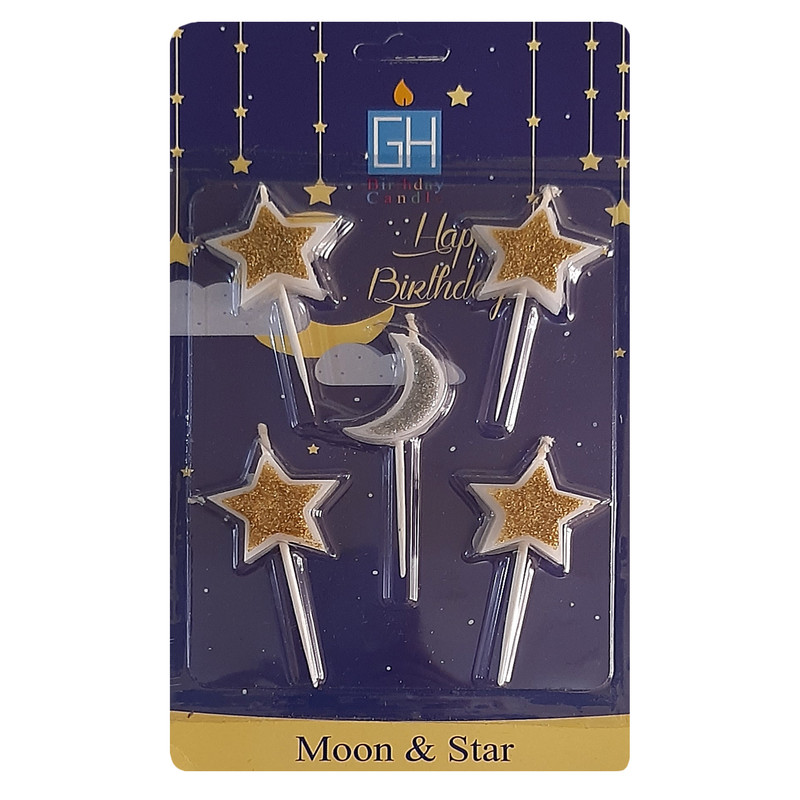 شمع تولد مدل ماه و ستاره کد 131 مجموعه5عددی