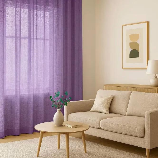 پرده حریر ساده یاسی کد 561