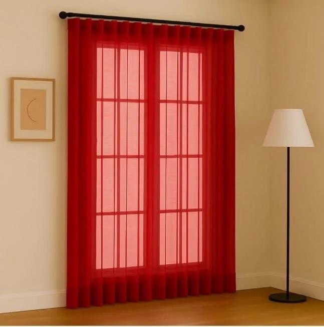 پرده مینیمال حریر بافت دار قرمز کد 29