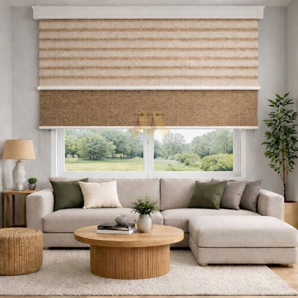 پرده دو مکانیزه کرم کد ZD217-GS/05-03