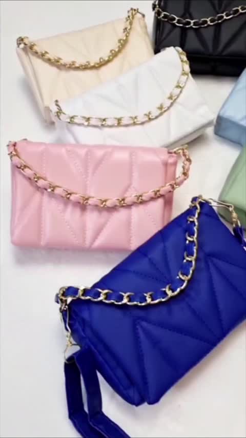 مینی کیف ترفو رنگبندی صورتی آبی کرم سفید