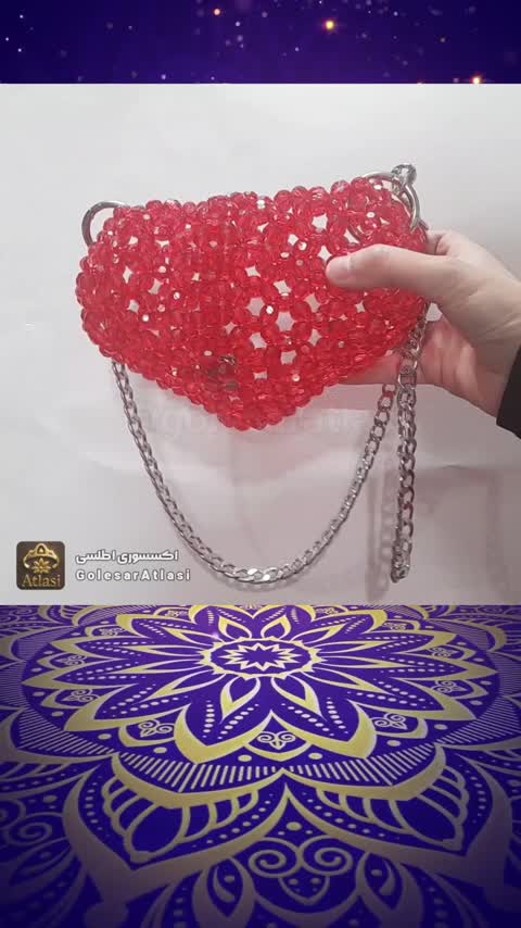 کیف قلبی مروارید بافی، کیف قلبی قرمز مرواریدی، کیف قلبی سه بعدی مرواریدی، کیف قلبی فانتزی، کیف قلبی دکمه دار