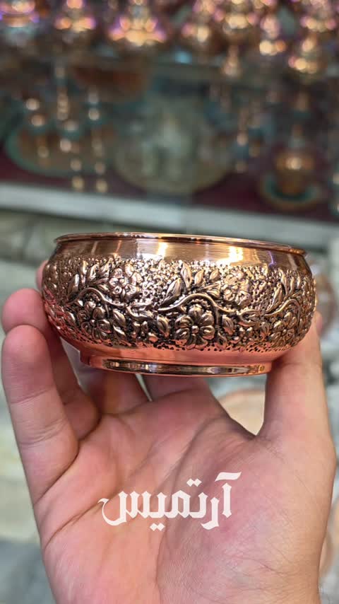 پیاله مسی سیاه قلم سفید