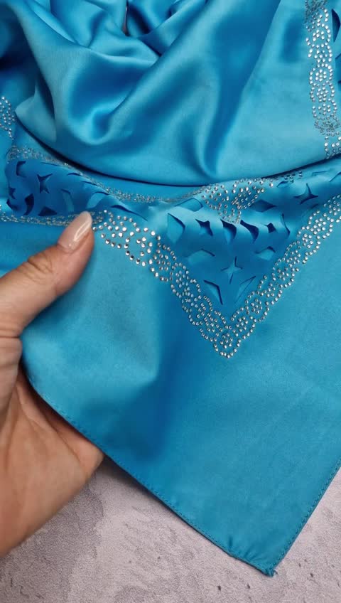 روسری ساتن ابریشم نگین دار