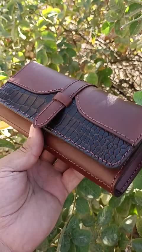 کیف چرم طبیعی دستی  رزا  عسلی گردویی سنگی ( پک 20 عددی )
