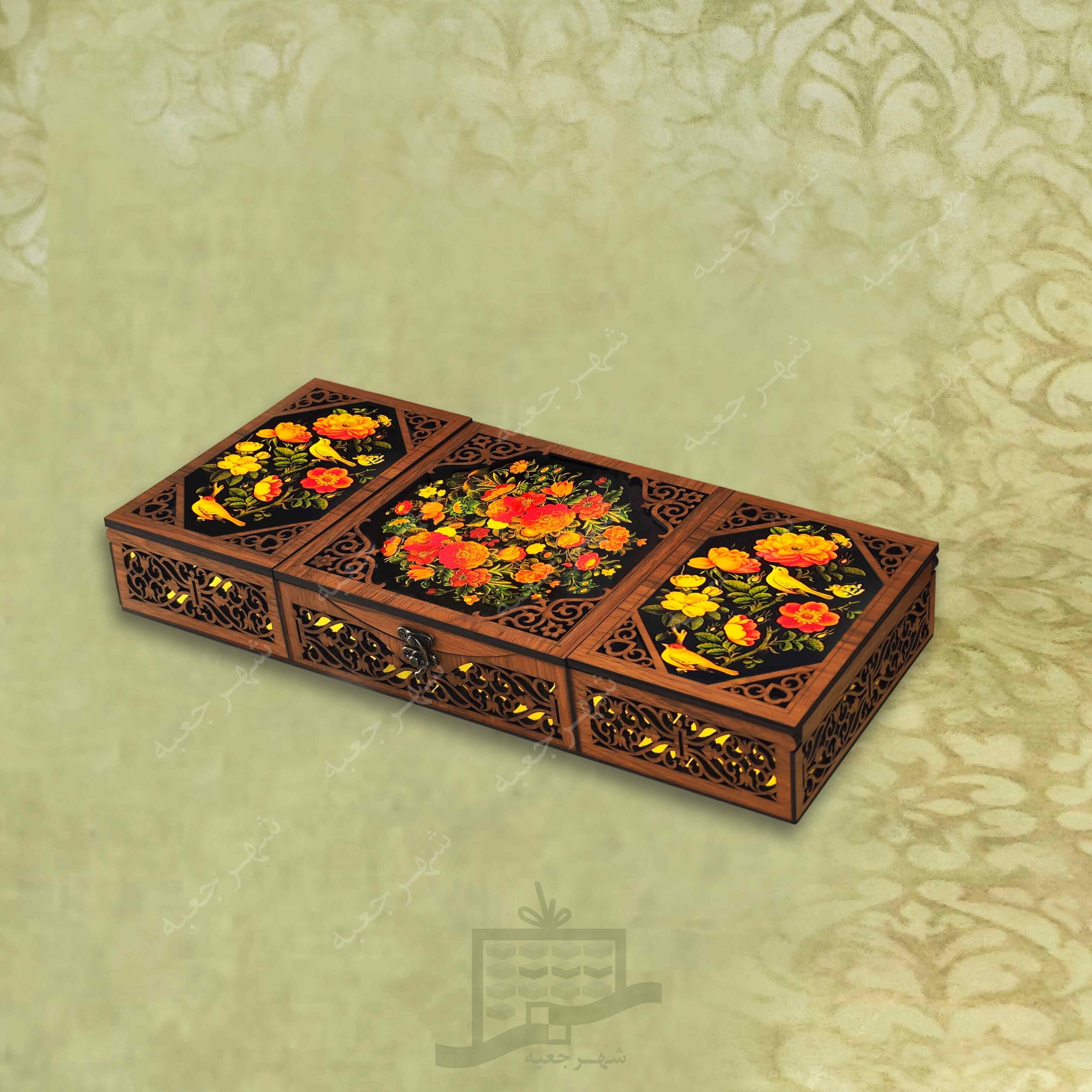 جعبه لیزری (طرح شقایق 2)-کادو و هدیه ، دمنوش ، گز و شکلات