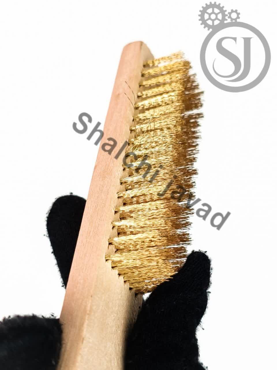 فرچه سیمی برنجی 6 رج دسته چوبی